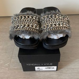 Women’s Sammy Chain and Faux Fur Slide Sandal